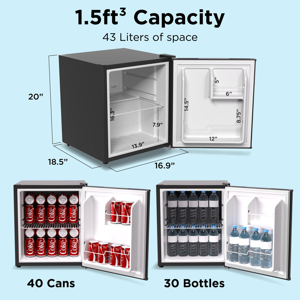 43L Reversible Door Beverage Refrigerator 1.5 Cu. ft. Black Mini Fridge X127649