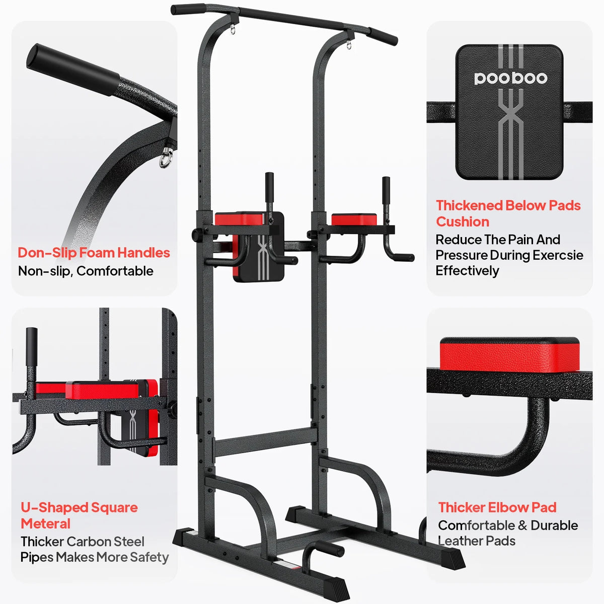 Multifunction Power Tower Dip Station Pull up Bar Power Rack 480lbs R7554
