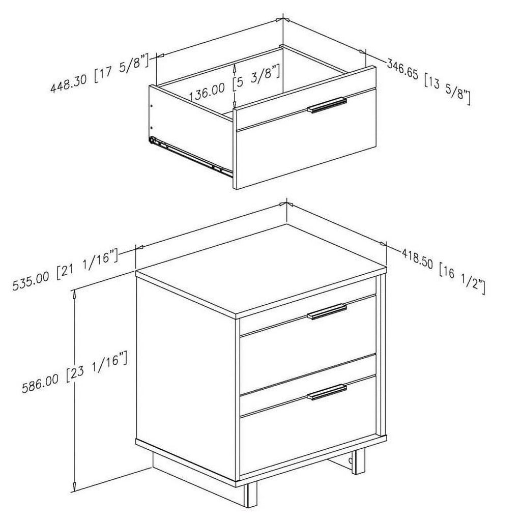2 Piece 6 Drawer Dresser and 2 Drawer Nightstand Set Rustic Oak Z247