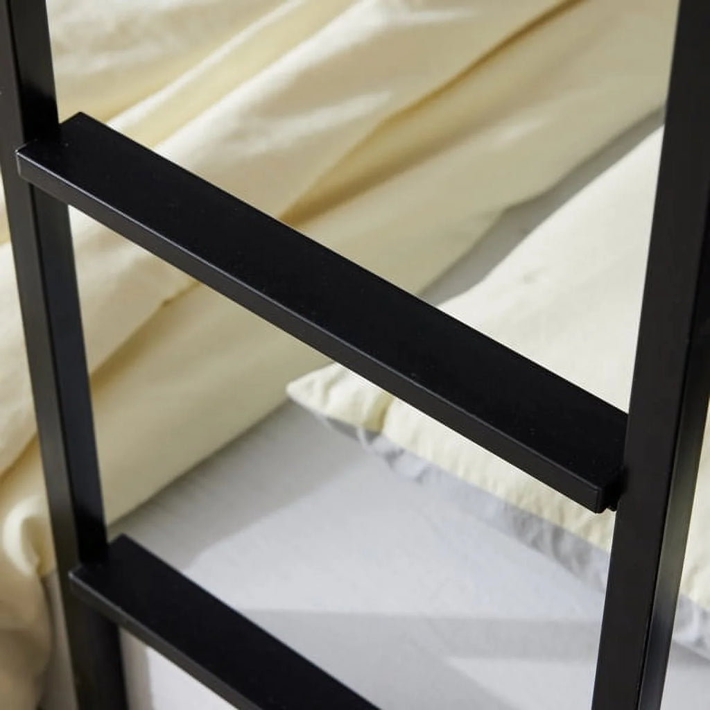 Black Twin Over Twin Iron Convertible Bunk Bed with 2 Storage Drawers B5482