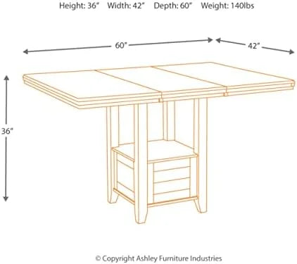 Dark Brown 36" Counter Height Dining Extension Table W978
