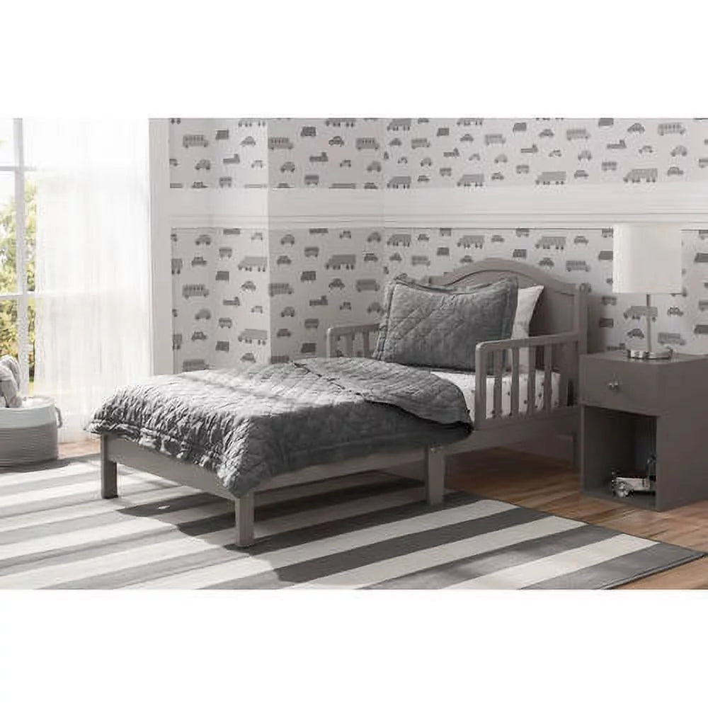 Grey Toddler Bed with Attached Bed Rails S6810
