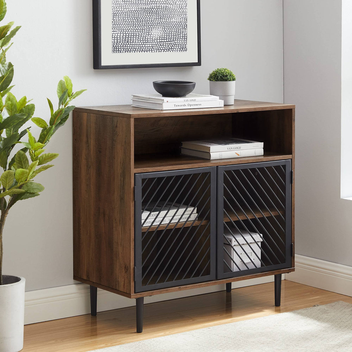 Industrial Modern Metal Door Accent Cabinet Brown H972946