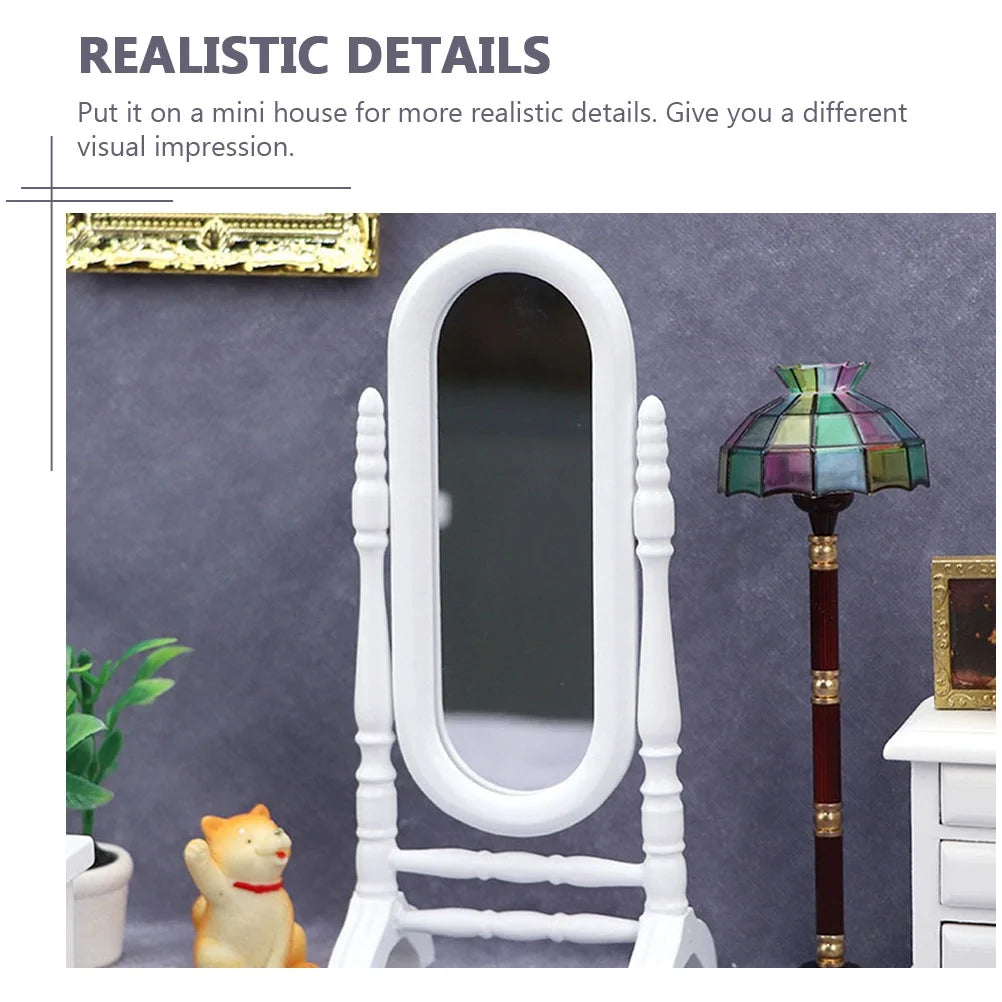 White Wooden Doll House Dressing Mirror L8354