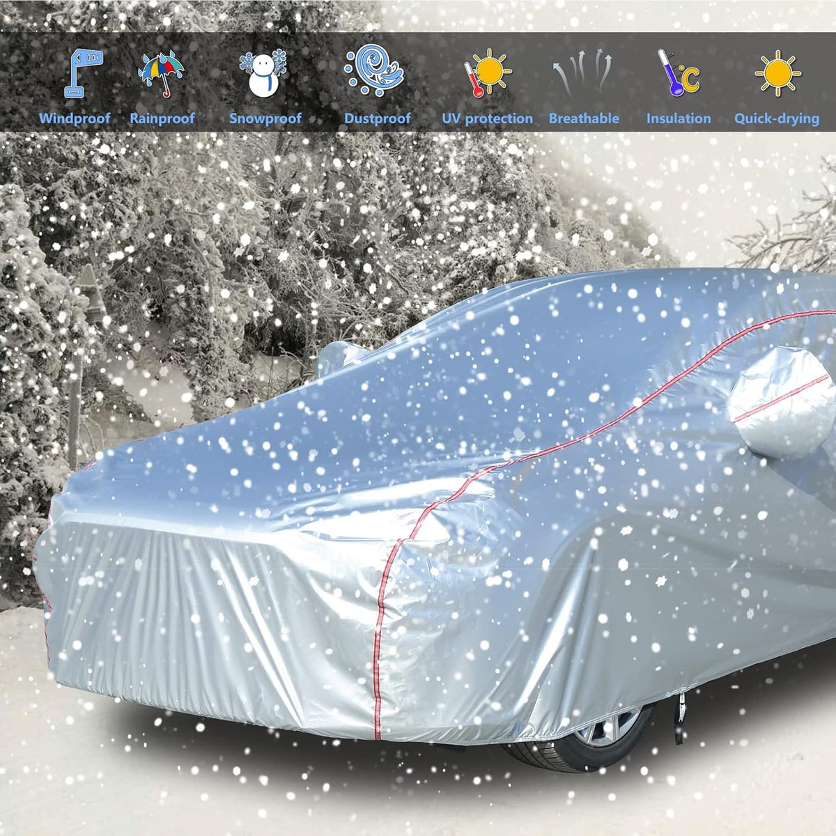 Hard Shell Car Cover Waterproof UV-Proof Windproof Fit 150-178 Inches Length Coupe Convertible Sport Car L70189