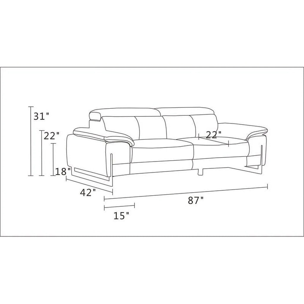 87" Genuine Italian Leather Sofa Dark Gray S415935