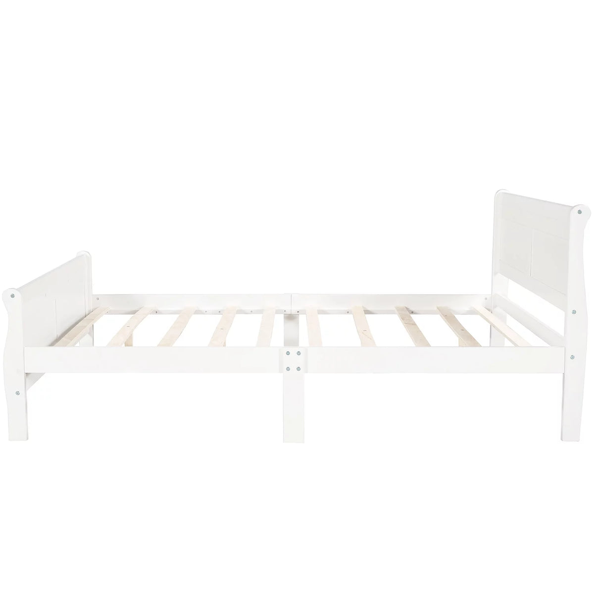 White Full Size Platform Bed Frame with Wood Headboard and Footboard N51747
