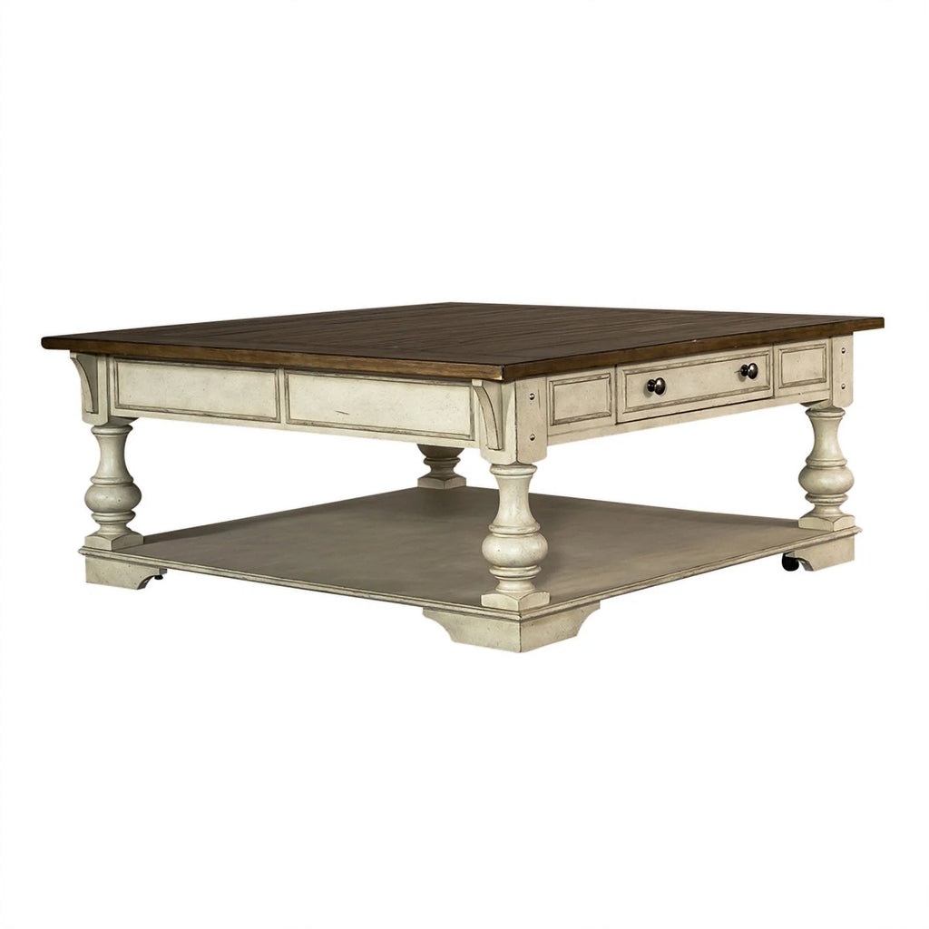 Antique White Drawer Square Cocktail Table L42089