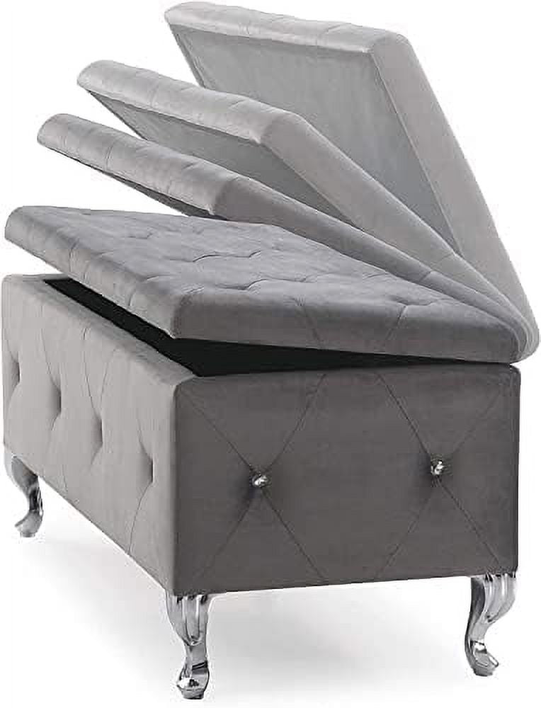 Velvet Flip Top Bench with Safety Hinge G62971