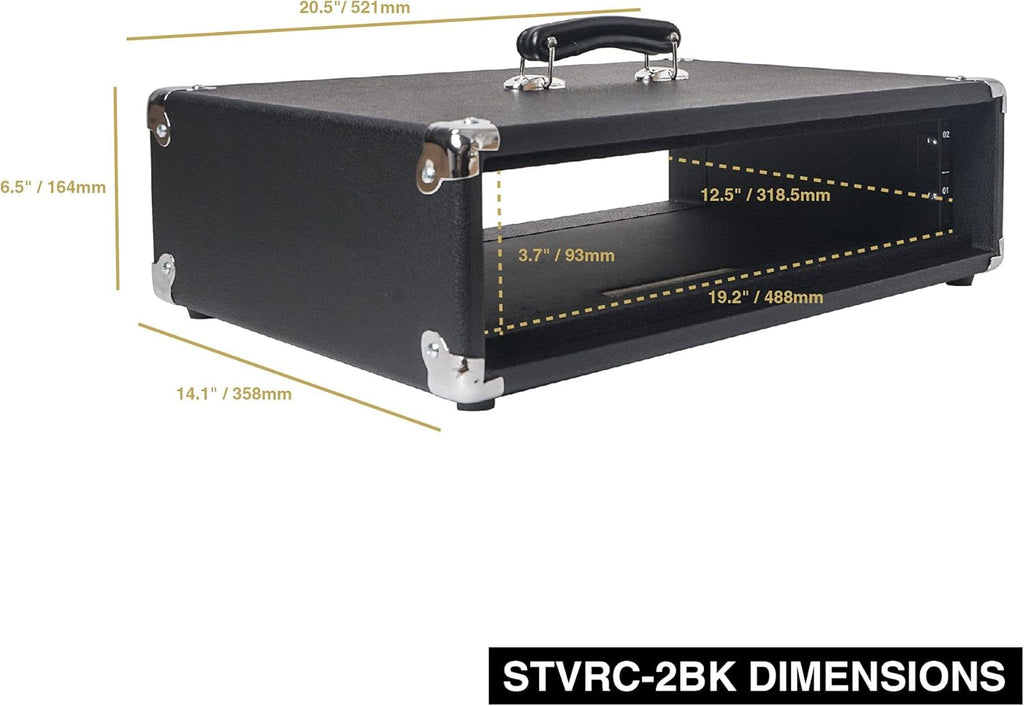 2U Amp Rack Case, 12.5 Depth, Black I146510