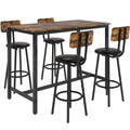 5 Piece Bar Height Dining Table Set with Upholstered Stools D191090
