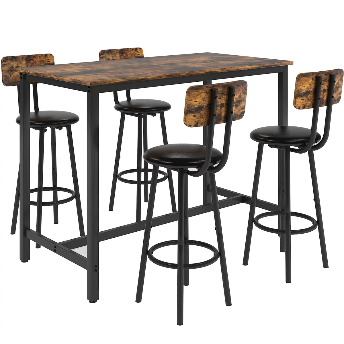 5 Piece Bar Height Dining Table Set with Upholstered Stools D191090