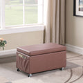 Auburn Brown Basketweave Leatherette Storage Bench with Side Pockets and Caster Wheels H682579