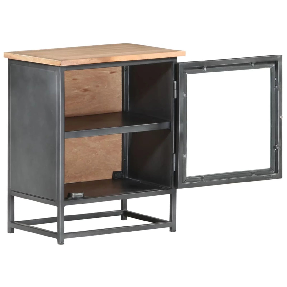 Gray Solid Acacia Wood Bedside Cabinet X493280