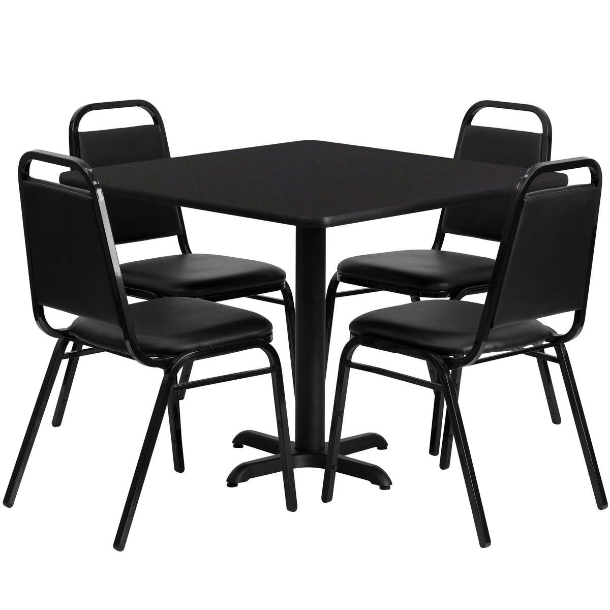Black Laminate Table Set with 4 Banquet Chairs X125650