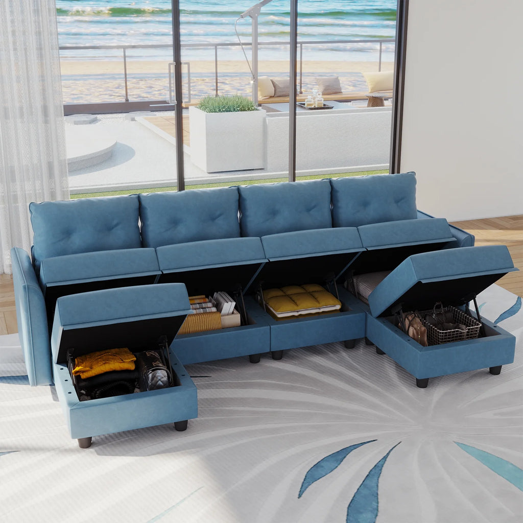 U Shaped 6 Seater Modular Sectional Sofa with Reversible Chaise Q6494