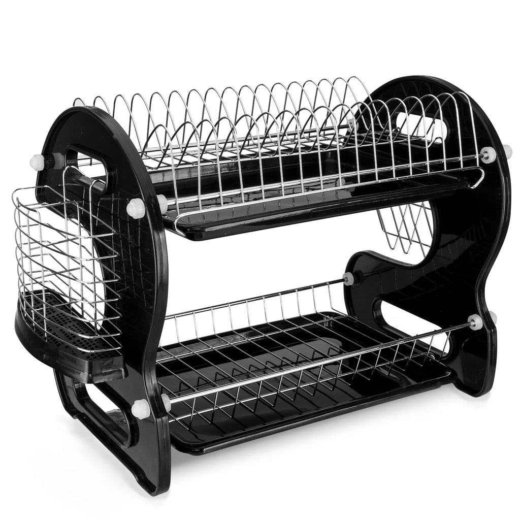 Black 2-Tier Plastic Dish Drainer C380072