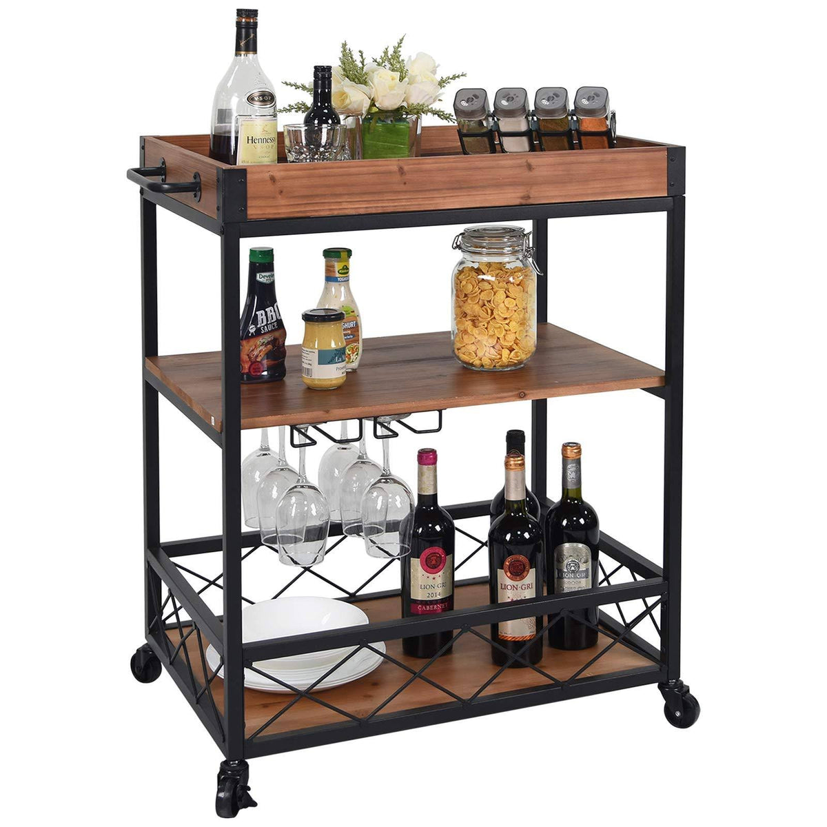 Solid Wood Bar Serving Cart D173418