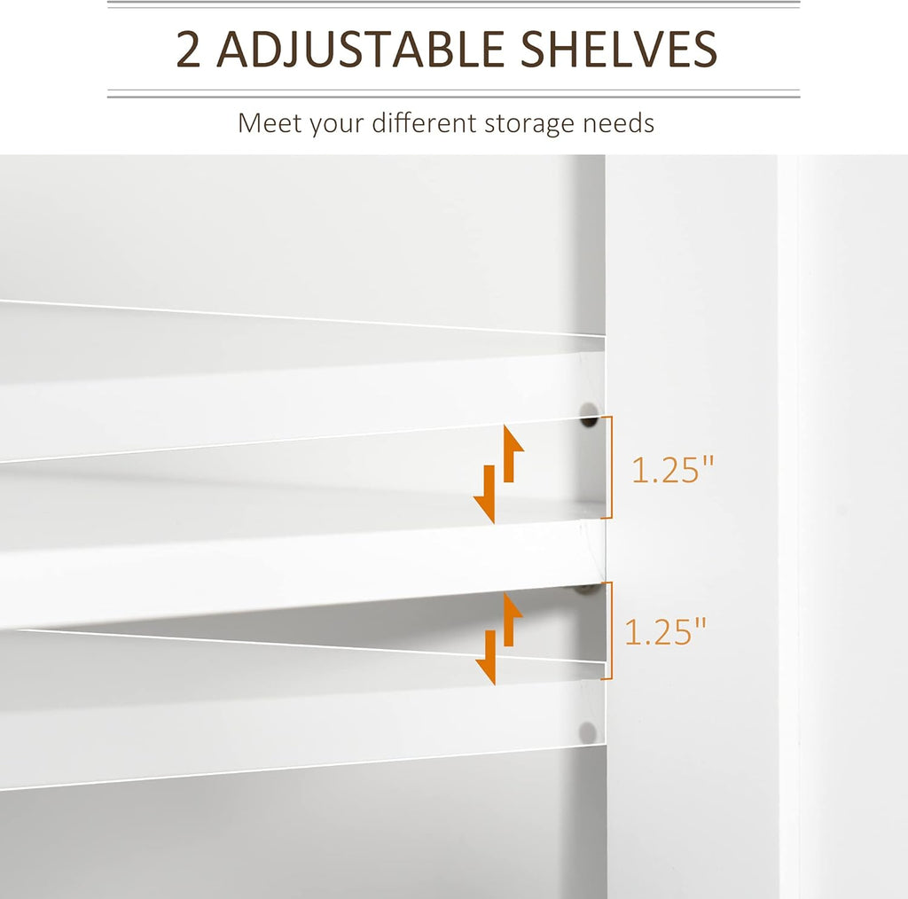 White Freestanding Bathroom Storage Cabinet with 2 Cupboards G7994