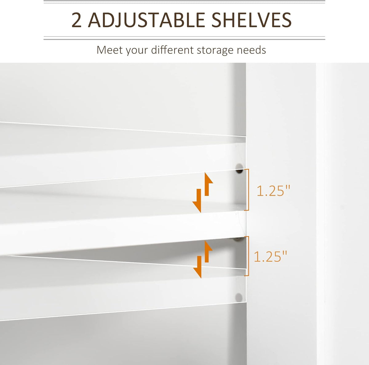 White Freestanding Bathroom Storage Cabinet with 2 Cupboards G7994