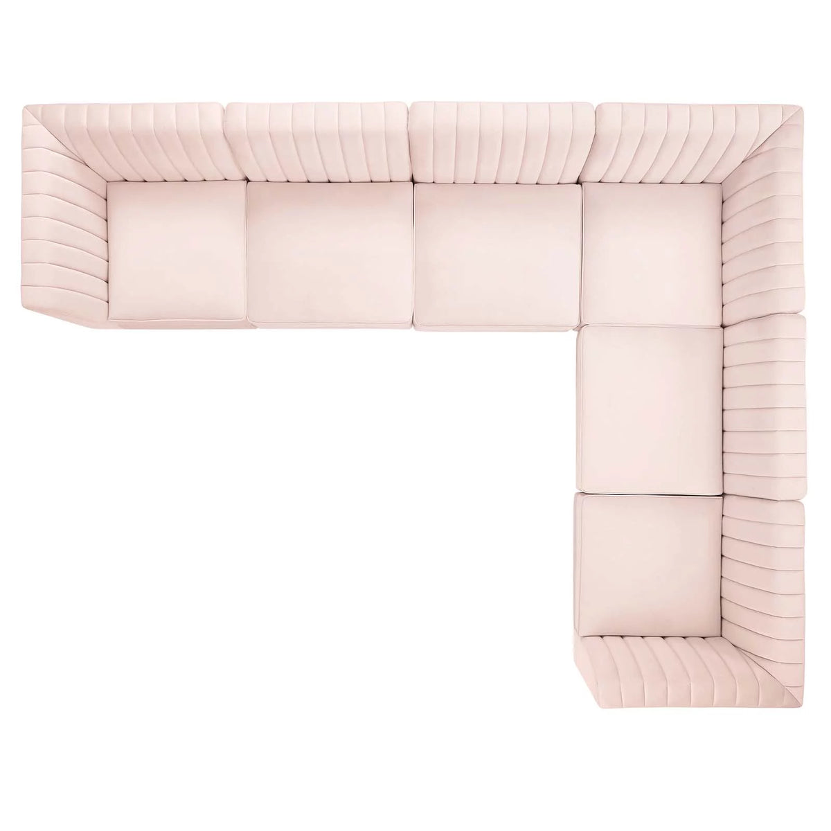 Pink Velvet 6-Piece Sectional Sofa P56804