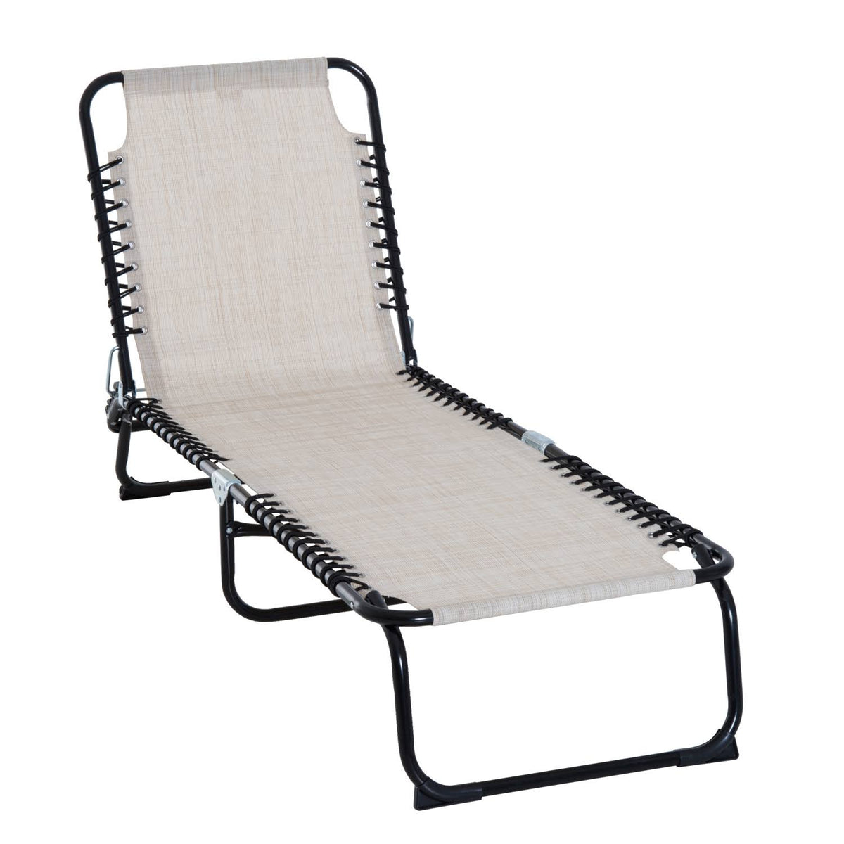 Cream White Folding Reclining Beach Chair Z60836