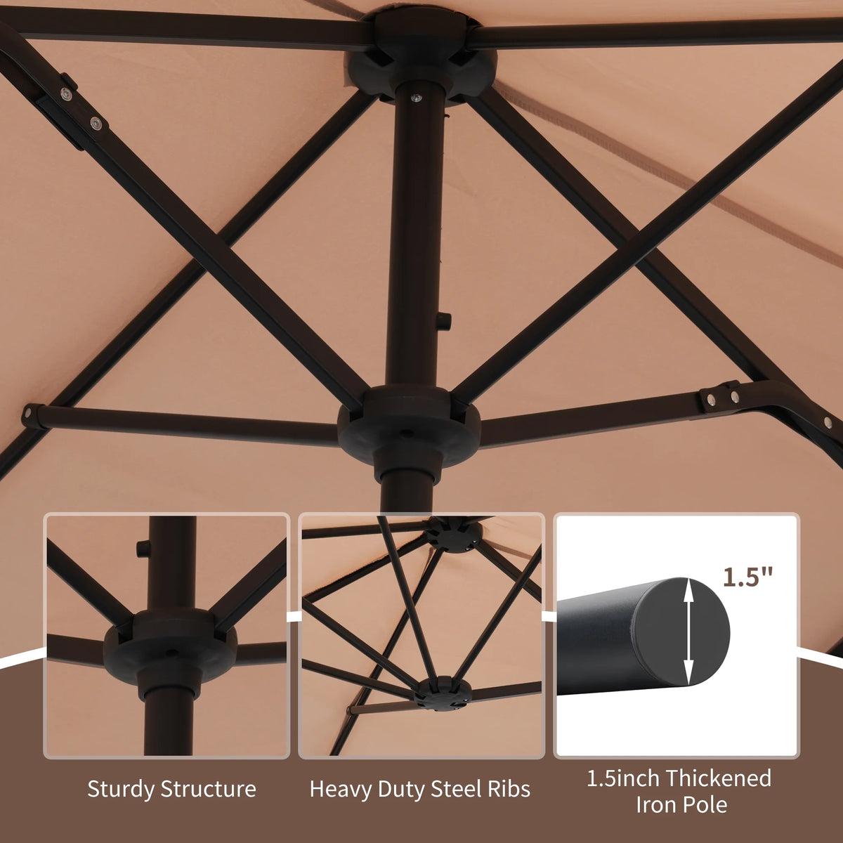 13 FT Patio Umbrella with Easy Crank, Dark Blue N485