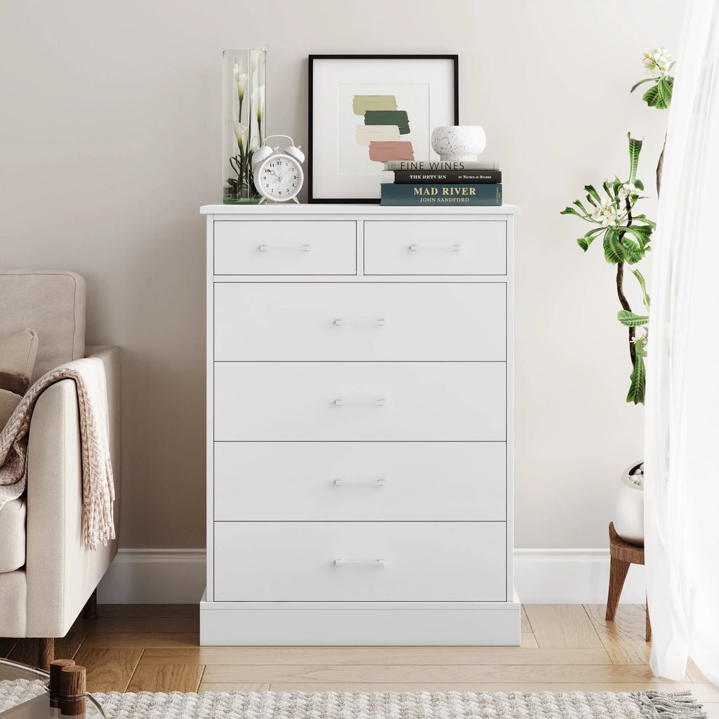 White 6 Drawer Wood Dresser G879639