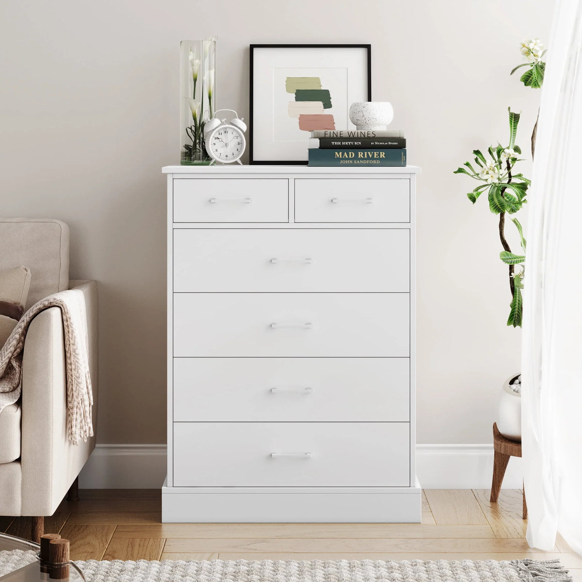 White 6 Drawer Wood Dresser G879639