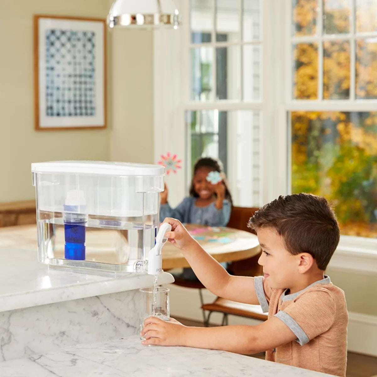 30 Cup Water Filter Dispenser with Filter, Dishwasher Safe, White K850322
