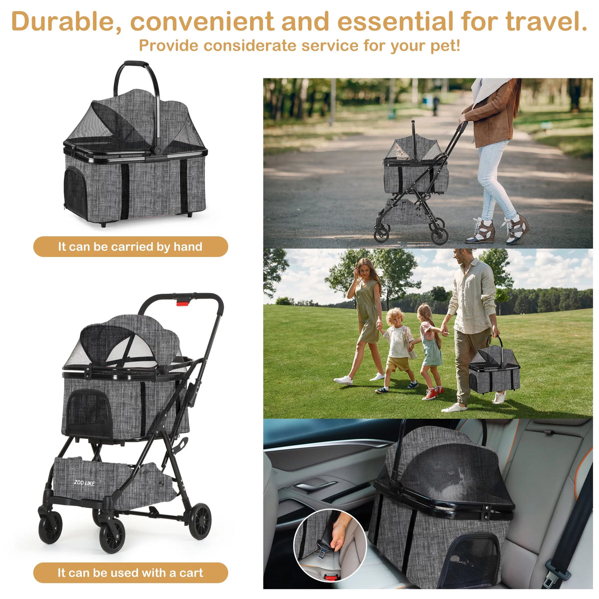 Foldable 4 Wheel Pet Stroller P42759