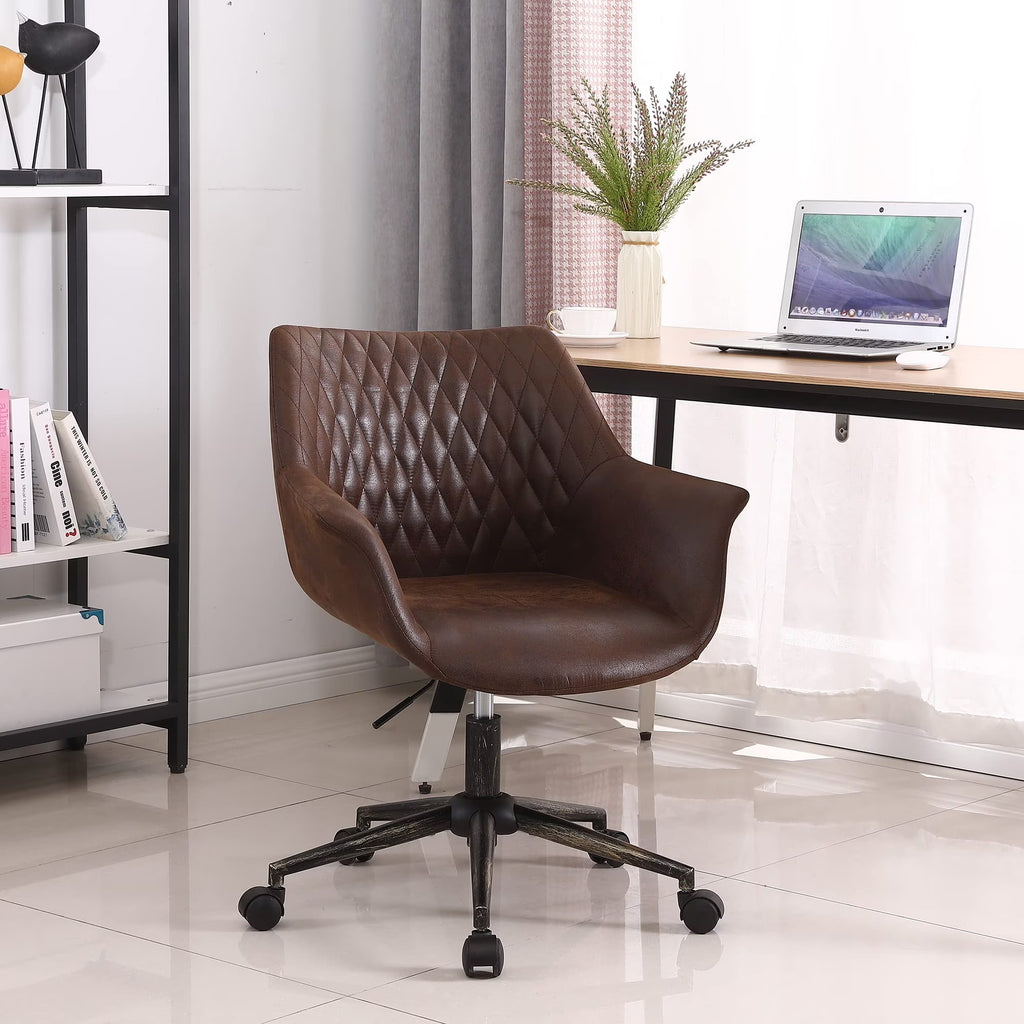 Faux Leather Height Adjustable Desk Chair with Armrest and Wheels L85401