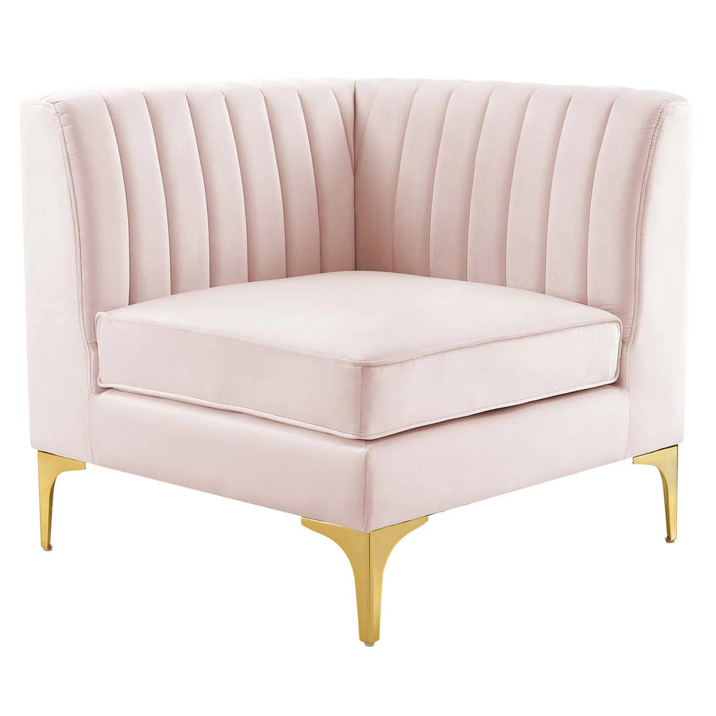Pink Velvet 6-Piece Sectional Sofa P56804