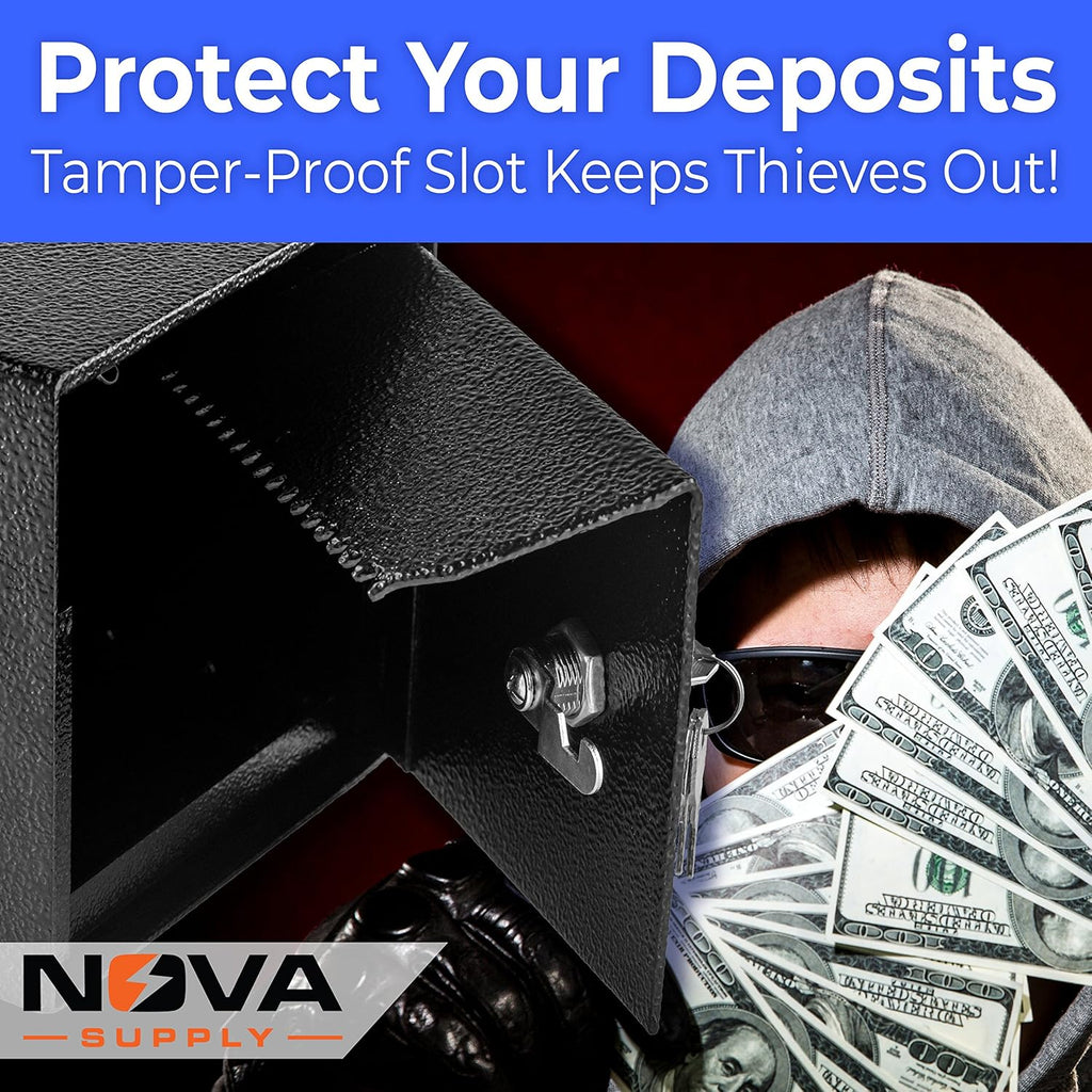 Mountable Cash Drop Box with Tamper-Proof Slot, Thick Steel and Key Lock F423