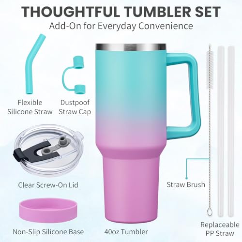 40 oz Insulated Stainless Steel Tumbler with Lid and Straw F60244
