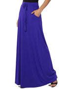Drawstring Waist Pocket Jersey A-Line Maxi Skirt U574