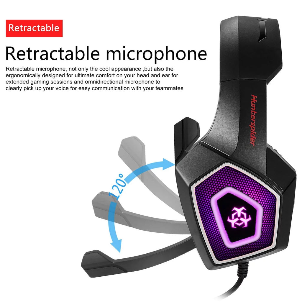 Gaming Headset with Mic, Over Ear 3.5mm Noise Canceling LED Light Y671354