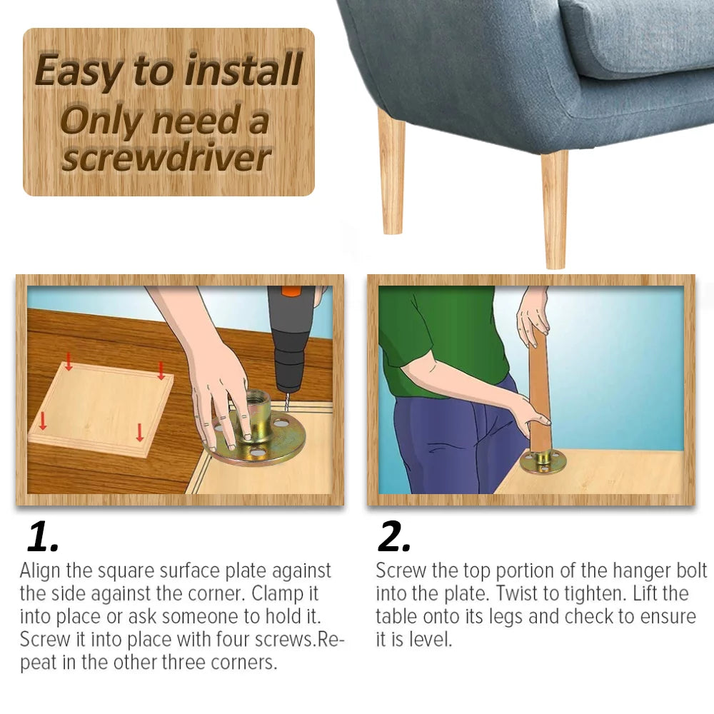 Wood Tapered Furniture Legs Set of 4 L799