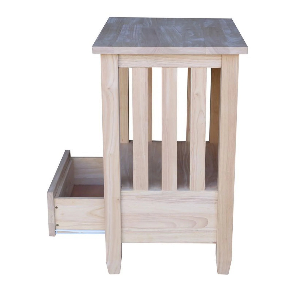 Solid Wood Unfinished End Table with Drawer D46461