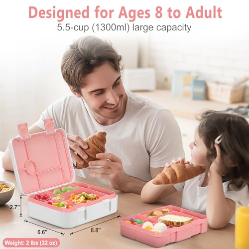 Kids 5 Compartment Leak-Proof Bento Lunch Box with Ice Pack and Utensils F925
