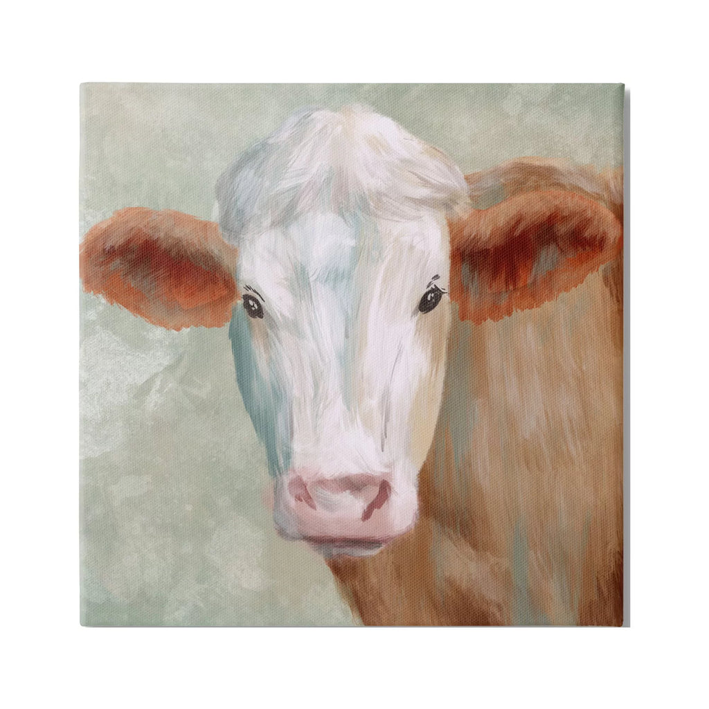 Brown White Cow Canvas Wall Art V5135