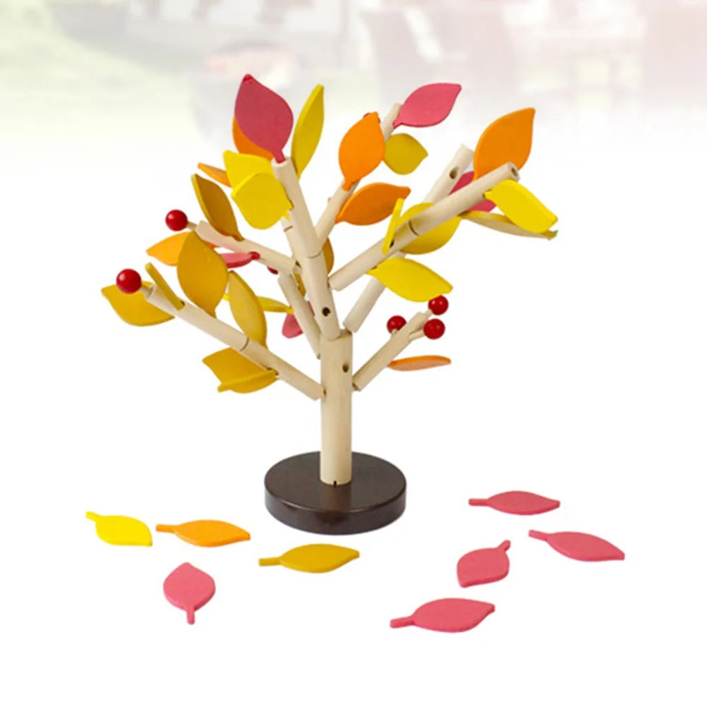 Yellow Wooden Tree Building Blocks Toy F66129
