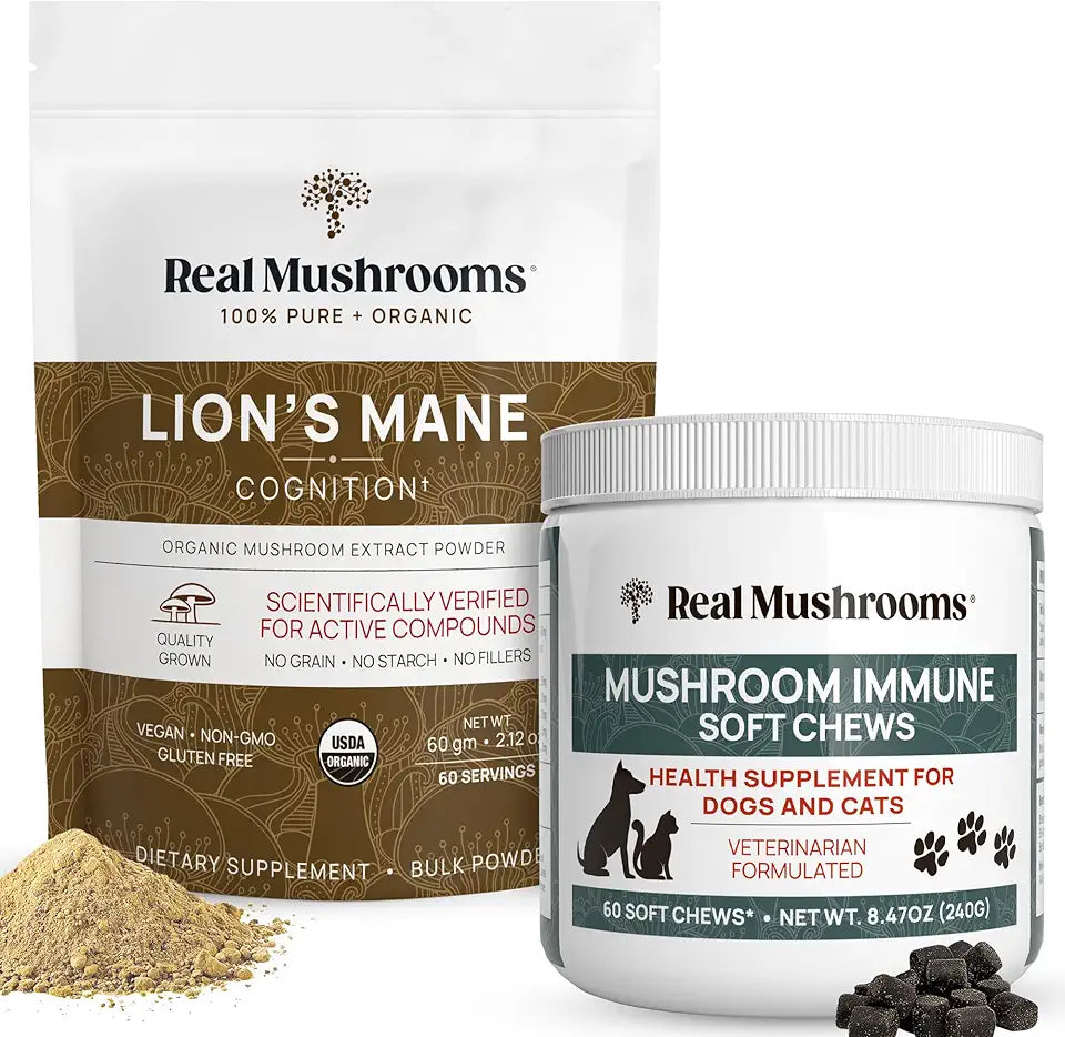 Lions Mane Powder & Mushroom Immune Pet Chews Bundle C11152