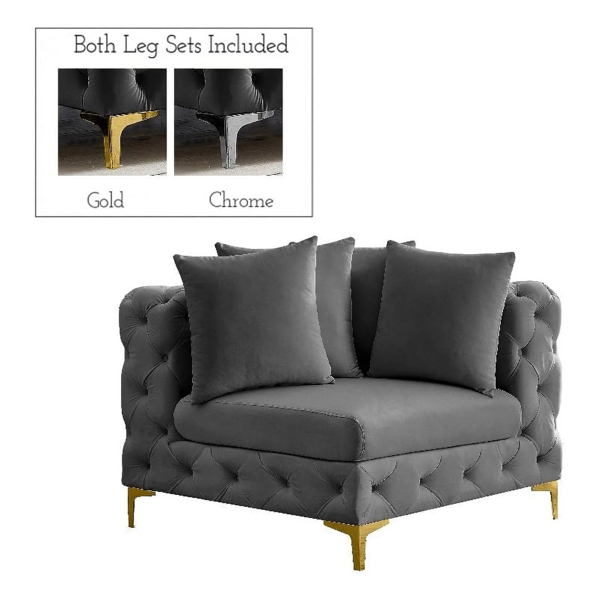 Grey Velvet Corner Chair P8308