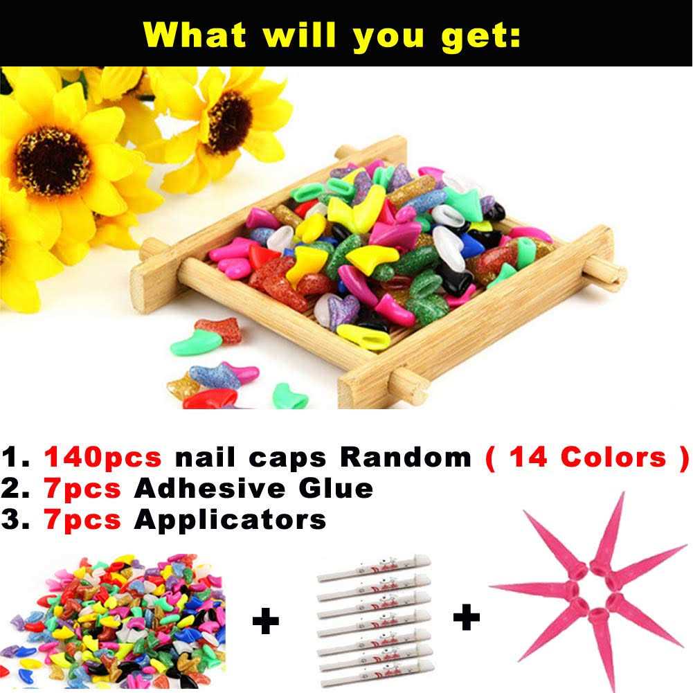 Cat Nail Caps with Glue and Applicators Medium L7309