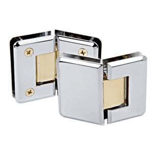 Chrome with Brass Accents 135 Degree Glass-to-Glass Standard Hinge M209