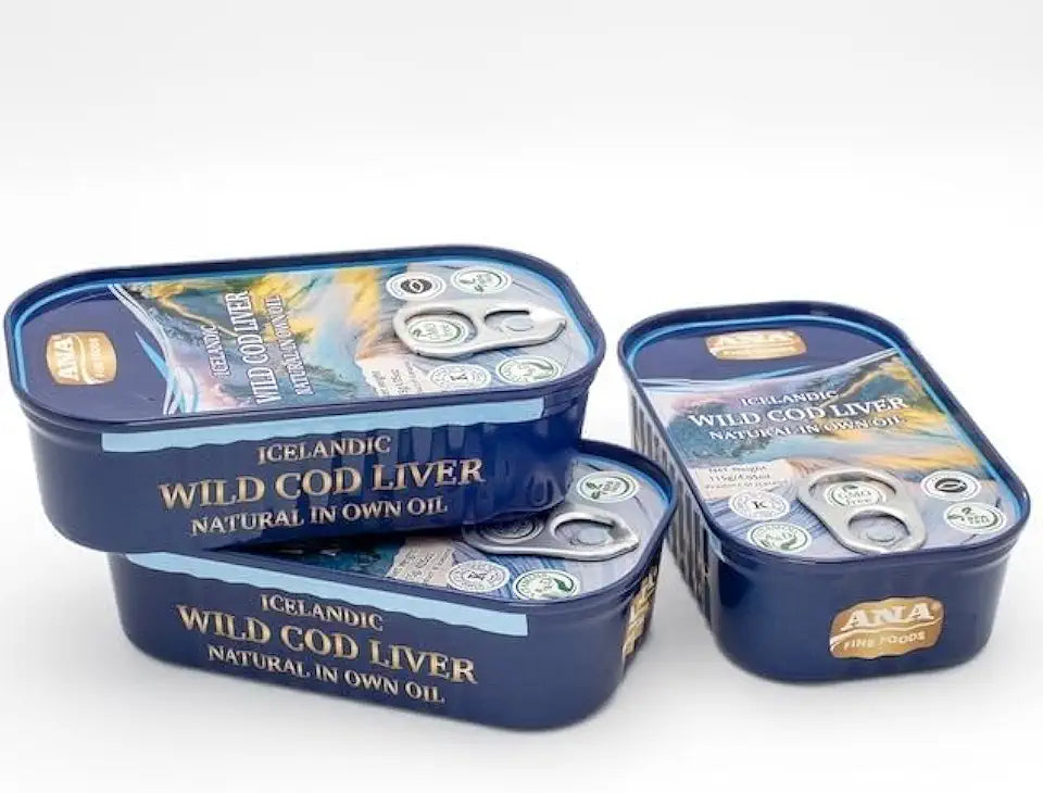 12 Cans Wild Cod Liver in Own Oil 4.05oz S577