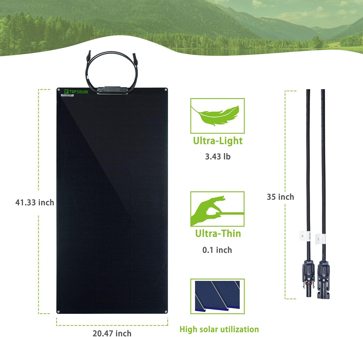 Flexible Monocrystalline Solar Panel 100W 24V/12V Z491626