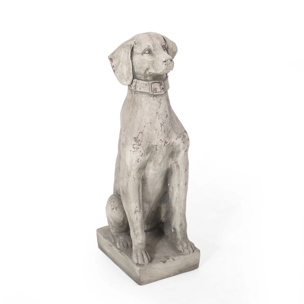 Antique White Outdoor Dog Garden Statue B70597