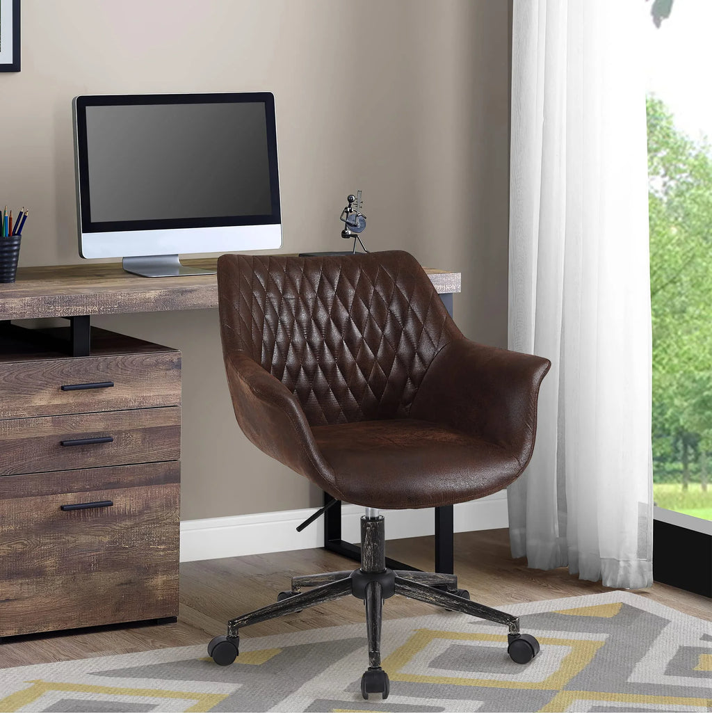 Faux Leather Height Adjustable Desk Chair with Armrest and Wheels L85401